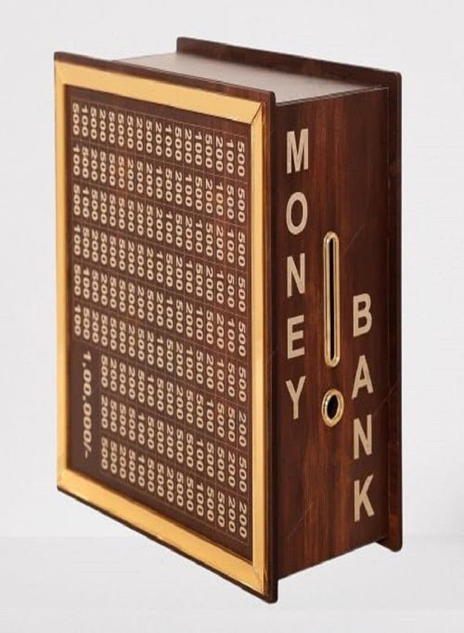 FLOMERO Money Saving Box for Adult 100000 | Wooden Piggy Bank for Kids & Adults, Coin Box with Carved Design, Savings Box, Mini Bank, Donation Box, Smart Money Box, Money Saver, Piggy Bank with Numbers - Image 1